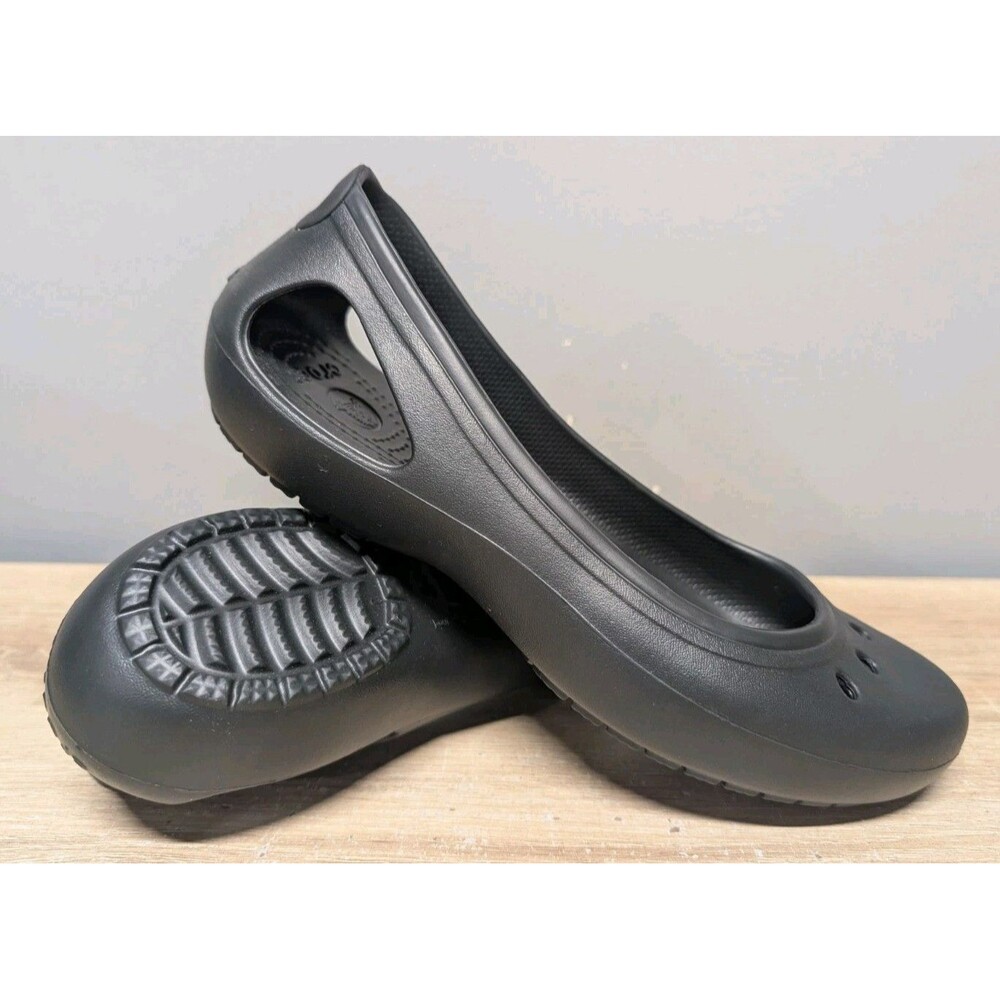 Crocs Womens Size 9 Kadee Ballet Flats Black Rubber Water Sandals Slip On Shoes
